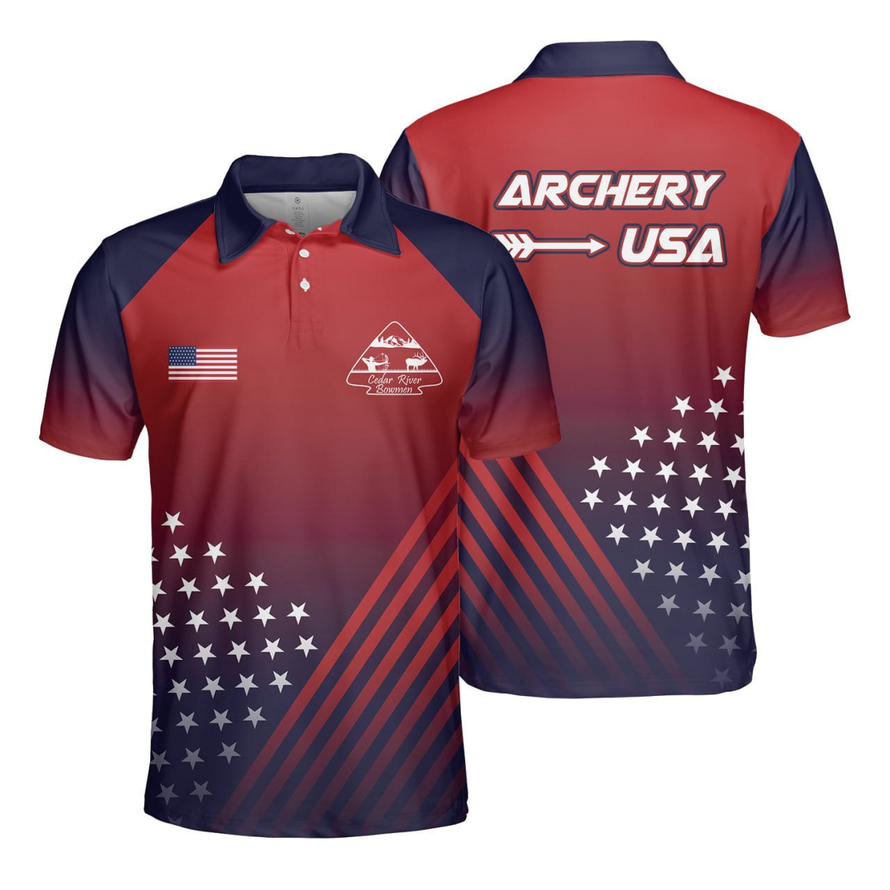 Archery USA Polo Shirt Patriotic Design For Archery Enthusiasts