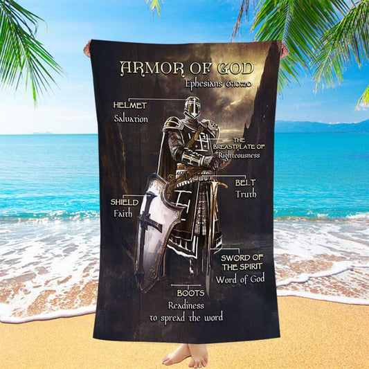 Armor Of God The Knight Of God Warrior Painting - Under The Command Of God Beach Towel - Christian Beach Towel