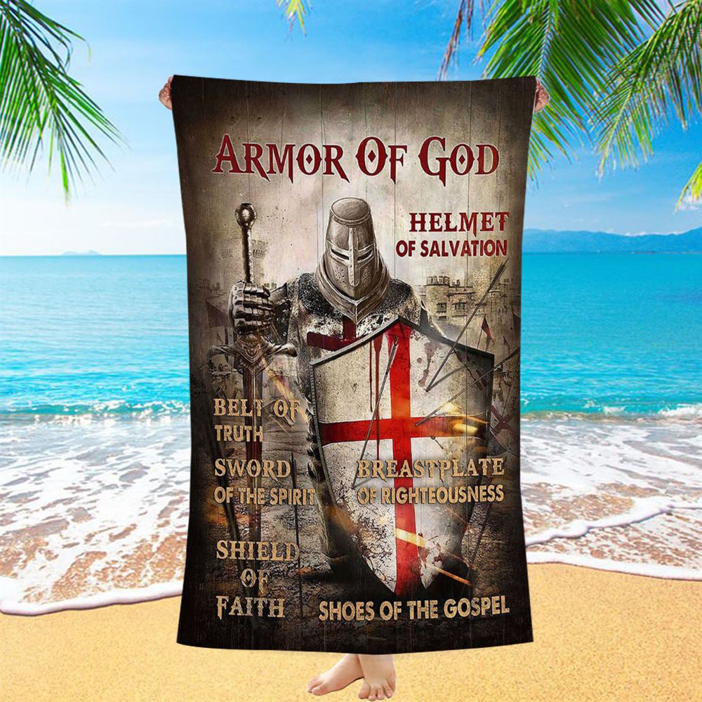 Armor Of God Warrior Beach Towel - Christian Art - Bible Verse Beach Towel - Religious Beach Towel