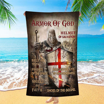 Armor Of God Warrior Beach Towel - Christian Art - Bible Verse Beach Towel - Religious Beach Towel