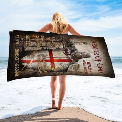 Armor Of God Warrior Beach Towel - Christian Art - Bible Verse Beach Towel - Religious Beach Towel