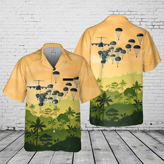 Army Hawaiian Shirt, Custom Name Us Army Paratroopers With The 82Nd Airborne Division Parachute Pocket Hawaiian Shirt, Military Aloha Shirts