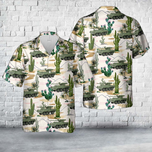 Army Hawaiian Shirt, M1126 Stryker 105Mm Mgs 8X8 Armored Fighting Vehicle Us Army 2007 Hawaiian Shirt, Military Aloha Shirts