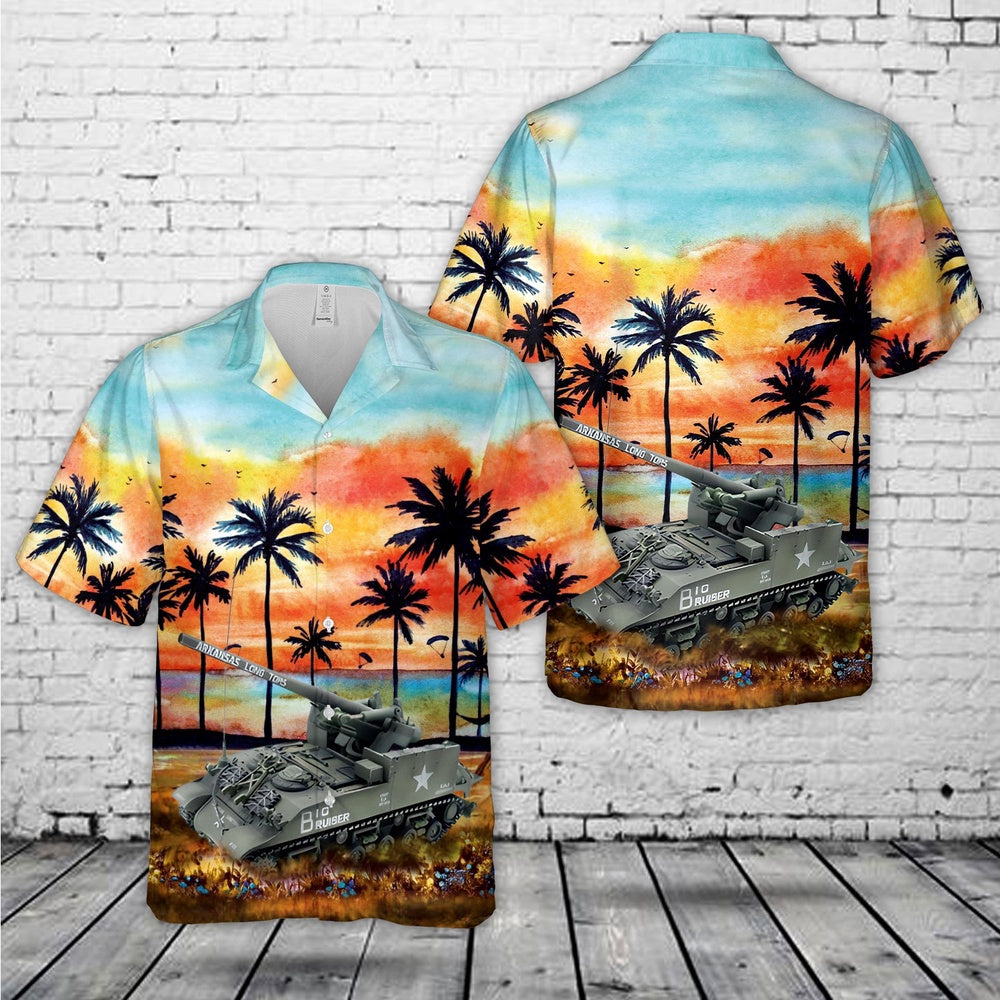Army Hawaiian Shirt, M40-B Battery 937Th Field Artillery Battalion Us Army Korean War 1953 Tank Hawaiian Shirt, Military Aloha Shirts