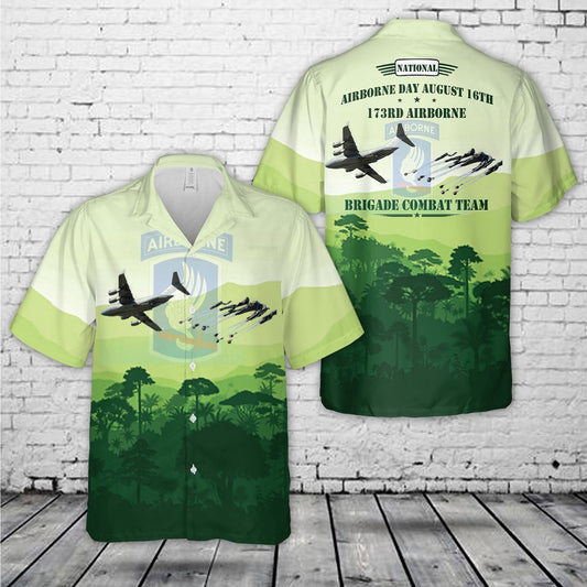 Army Hawaiian Shirt, National Airborne Day, 173Rd Airborne Brigade Combat Team C-17 Aircraft Drops Equipment Hawaiian Shirt, Military Aloha Shirts