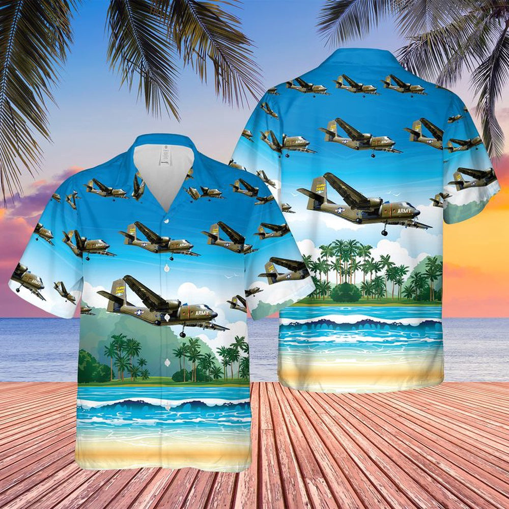Army Hawaiian Shirt, US Army De Havilland Canada DHC-4 Caribou Hawaiian Shirt, Veteran Hawaiian Shirts