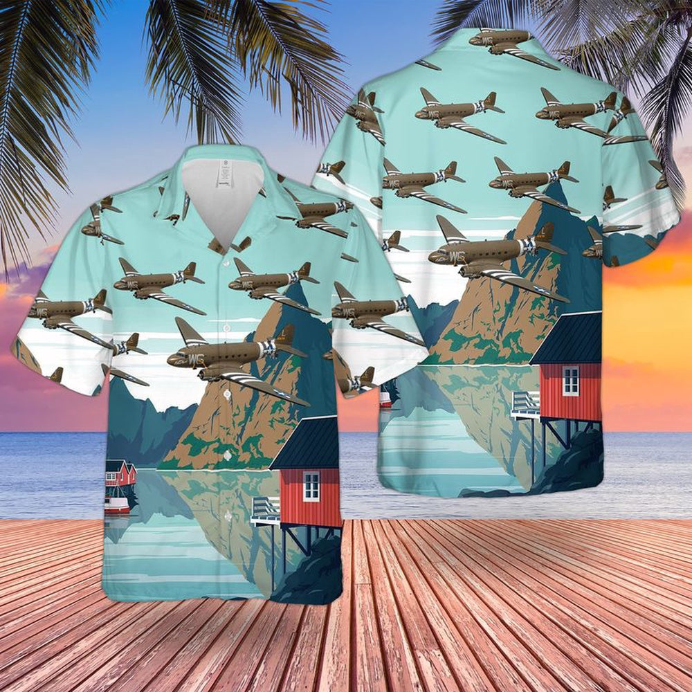 Army Hawaiian Shirt, US Army Douglas C-47 Skytrain Hawaiian Shirt, Veteran Hawaiian Shirts
