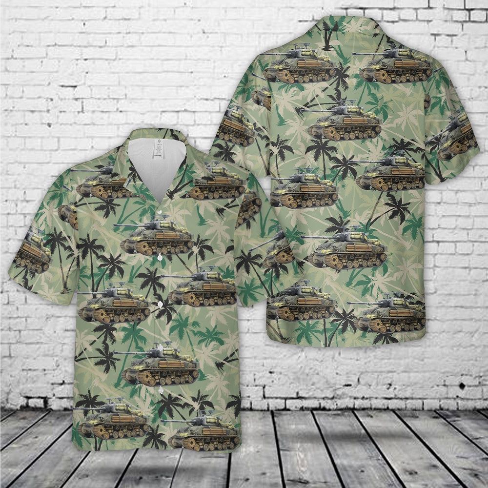 Army Hawaiian Shirt, US Army Easy Eight M4A3E8 Sherman tank WW2 Hawaiian Shirt, Veteran Hawaiian Shirts