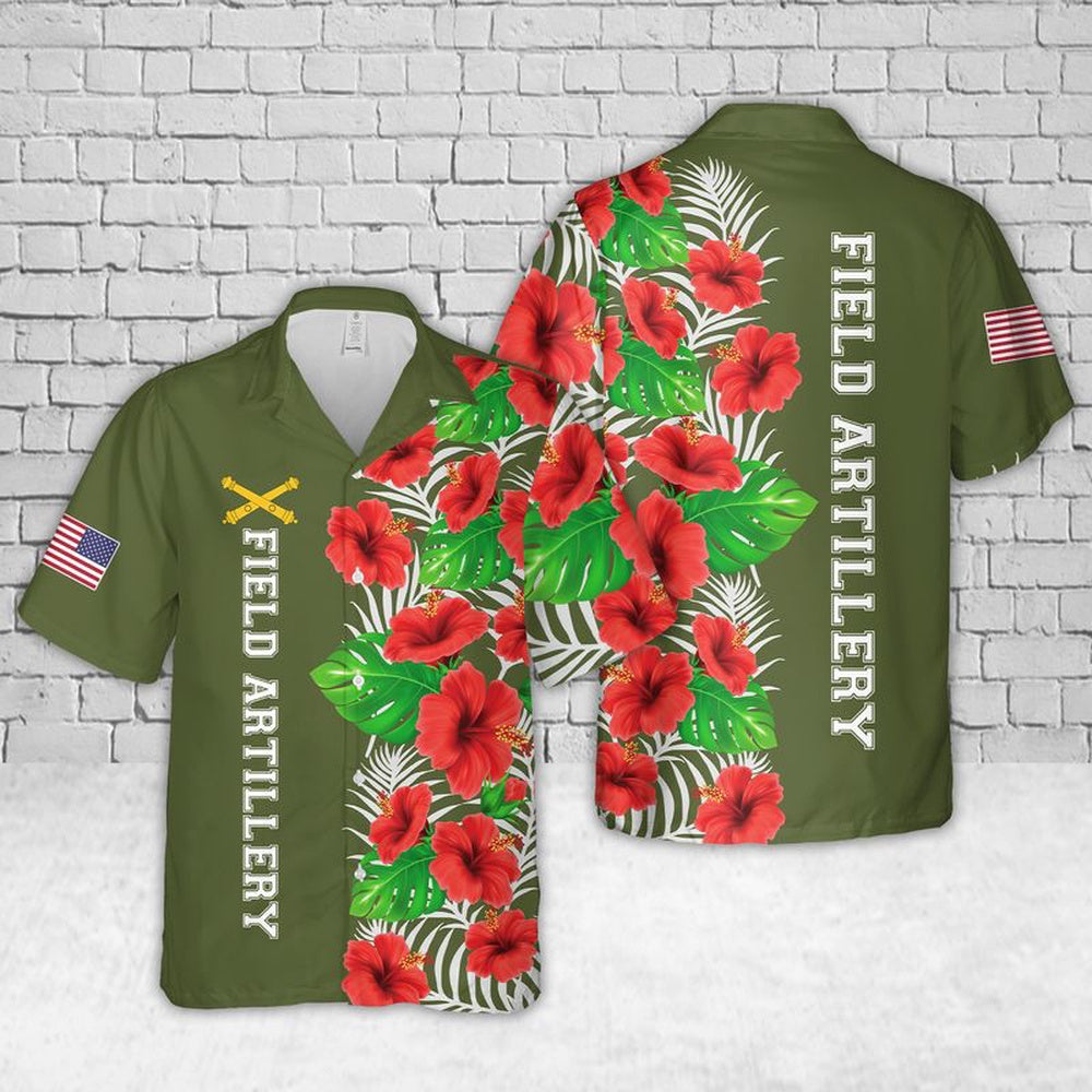 Army Hawaiian Shirt, US Army Field Artillery Branch Badge Hawaiian Shirt, Veteran Hawaiian Shirts
