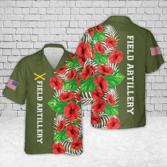 Army Hawaiian Shirt, US Army Field Artillery Branch Badge Hawaiian Shirt, Veteran Hawaiian Shirts