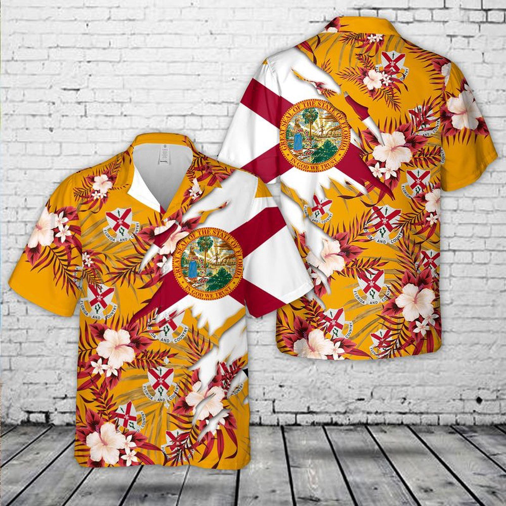 Army Hawaiian Shirt, US Army Florida Army National Guard, 124th Infantry Regiment Hawaiian Shirt, Veteran Hawaiian Shirts