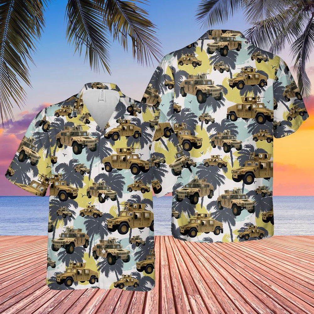Army Hawaiian Shirt, US Army HMMWV Humvee Hawaiian Shirt, Veteran Hawaiian Shirts