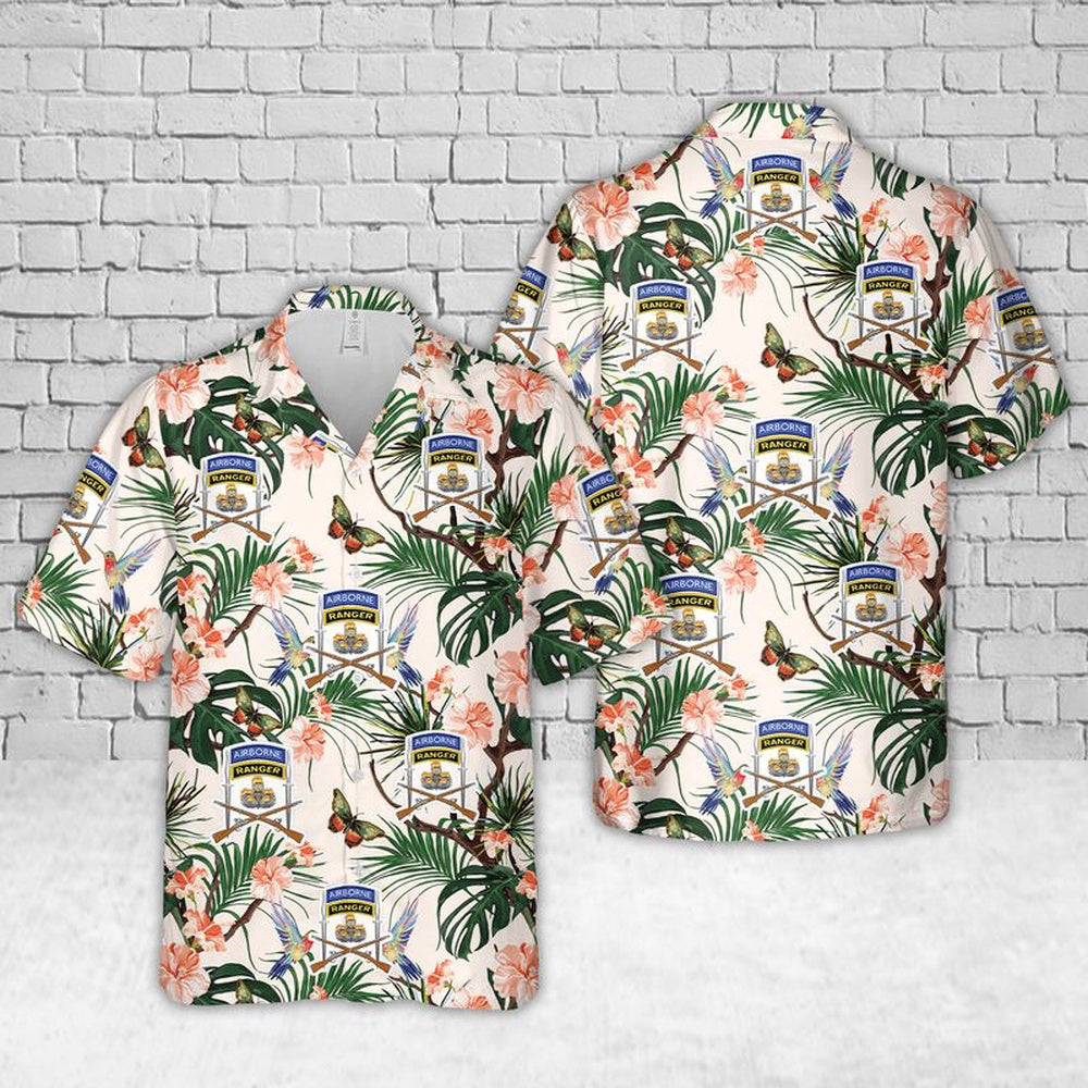 Army Hawaiian Shirt, US Army Infantry Airborne Ranger Paratrooper Hawaiian Shirt, Veteran Hawaiian Shirts