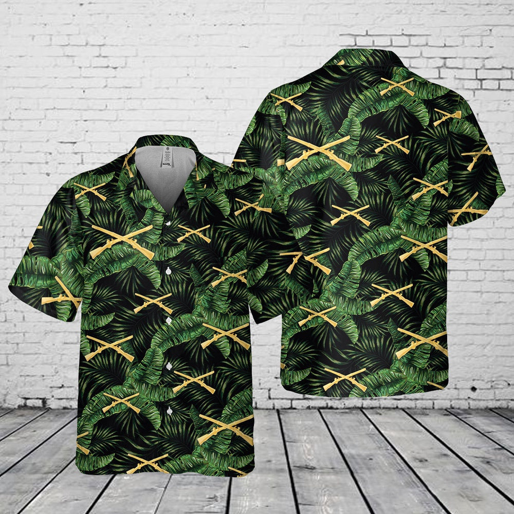Army Hawaiian Shirt, US Army Infantry Branch Queen of Battle Pocket Hawaiian Shirt, Veteran Hawaiian Shirts