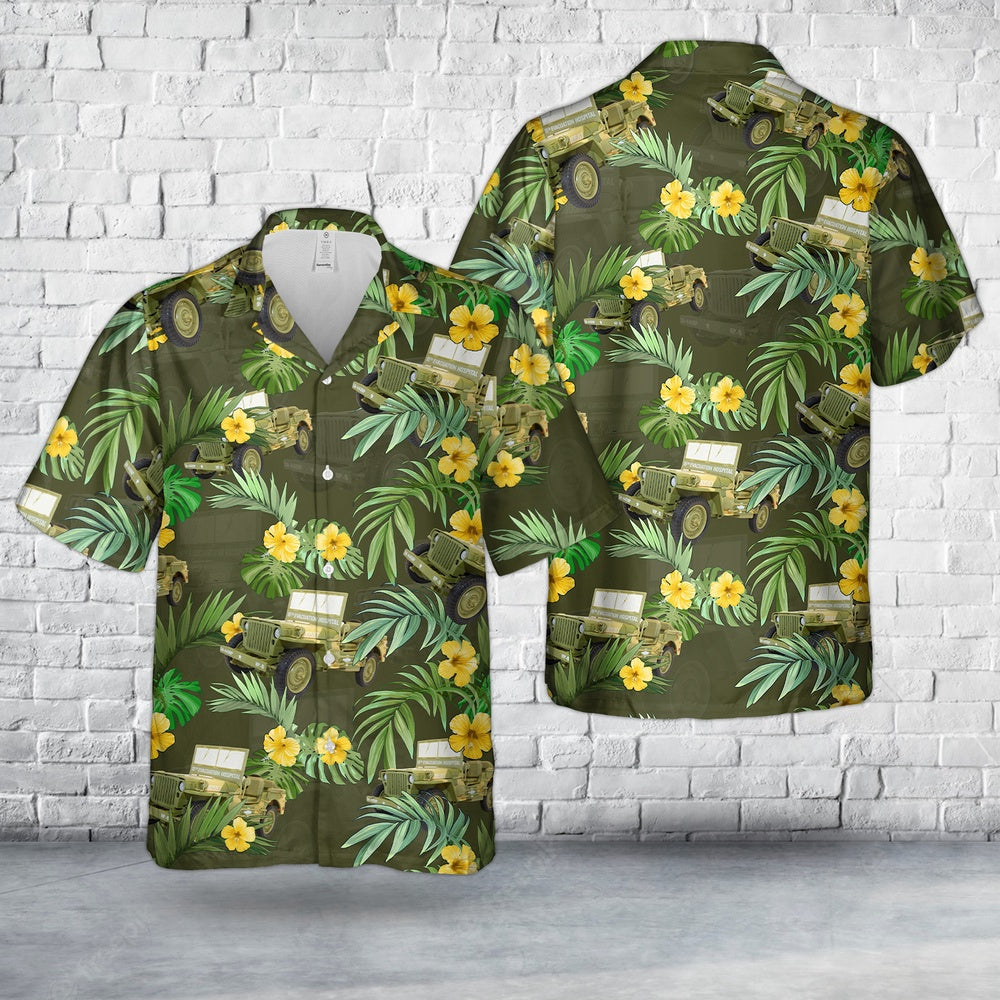 Army Hawaiian Shirt, US Army Jp Willys Ambulance 15th EVACUATION HOSPITAL Hawaiian Shirt, Veteran Hawaiian Shirts