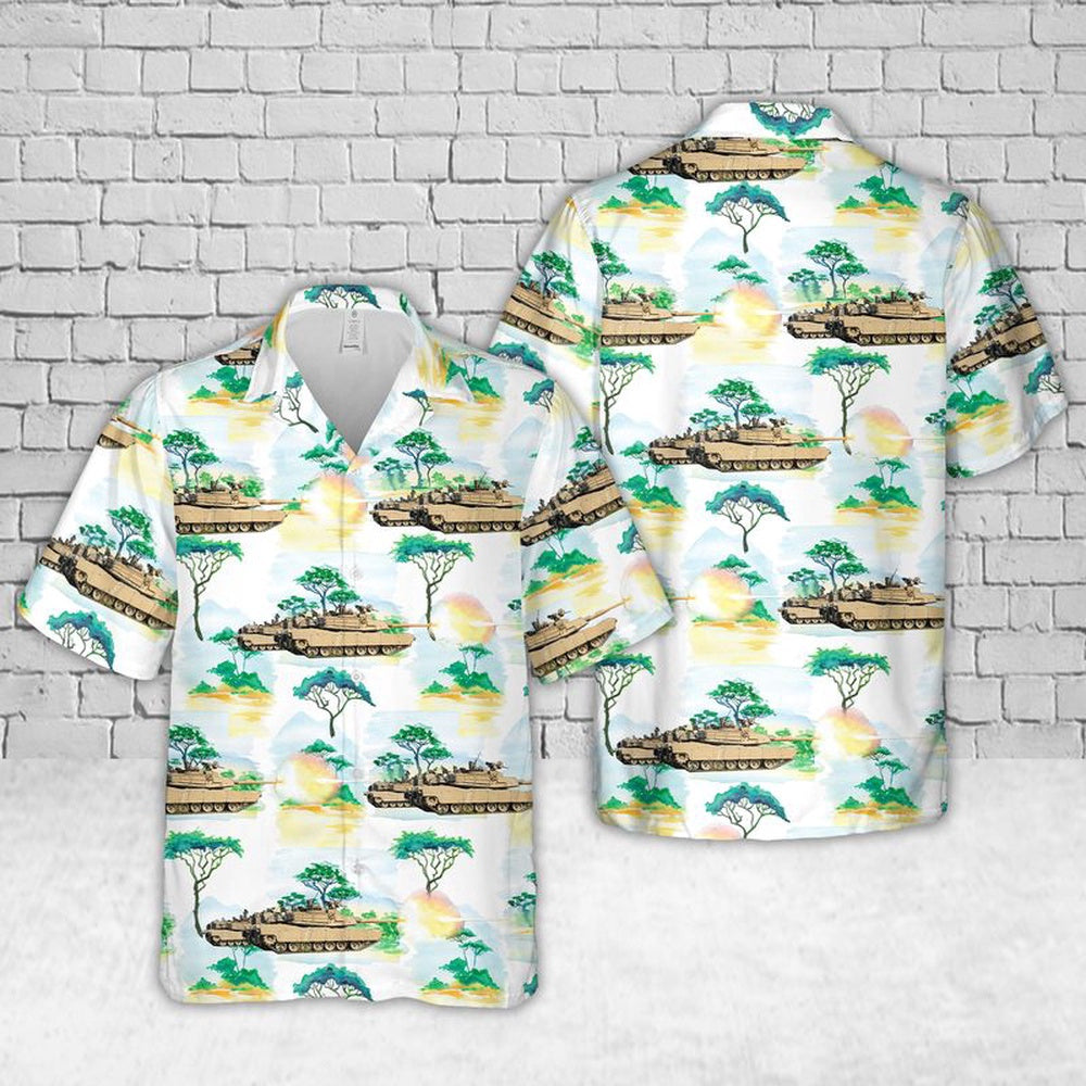 Army Hawaiian Shirt, US Army M-1A2C Abrams Tanks Hawaiian Shirt, Veteran Hawaiian Shirts