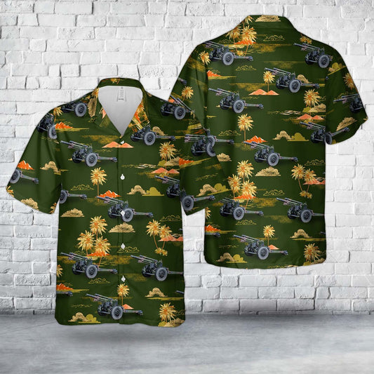 Army Hawaiian Shirt, US Army M101A1 105 mm Light Howitzer Hawaiian Shirt, Veteran Hawaiian Shirts