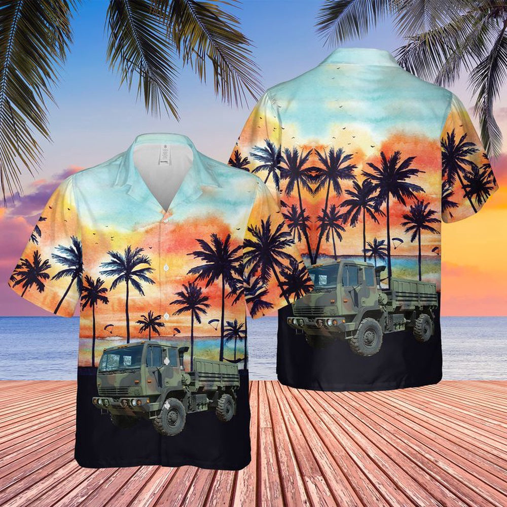 Army Hawaiian Shirt, US Army M1078 Standard Cargo LMTV Truck Hawaiian Shirt, Veteran Hawaiian Shirts
