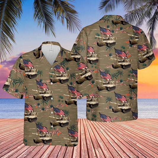 Army Hawaiian Shirt, US Army M109 Paladin Tank 4th Of July Hawaiian Shirt, Veteran Hawaiian Shirts