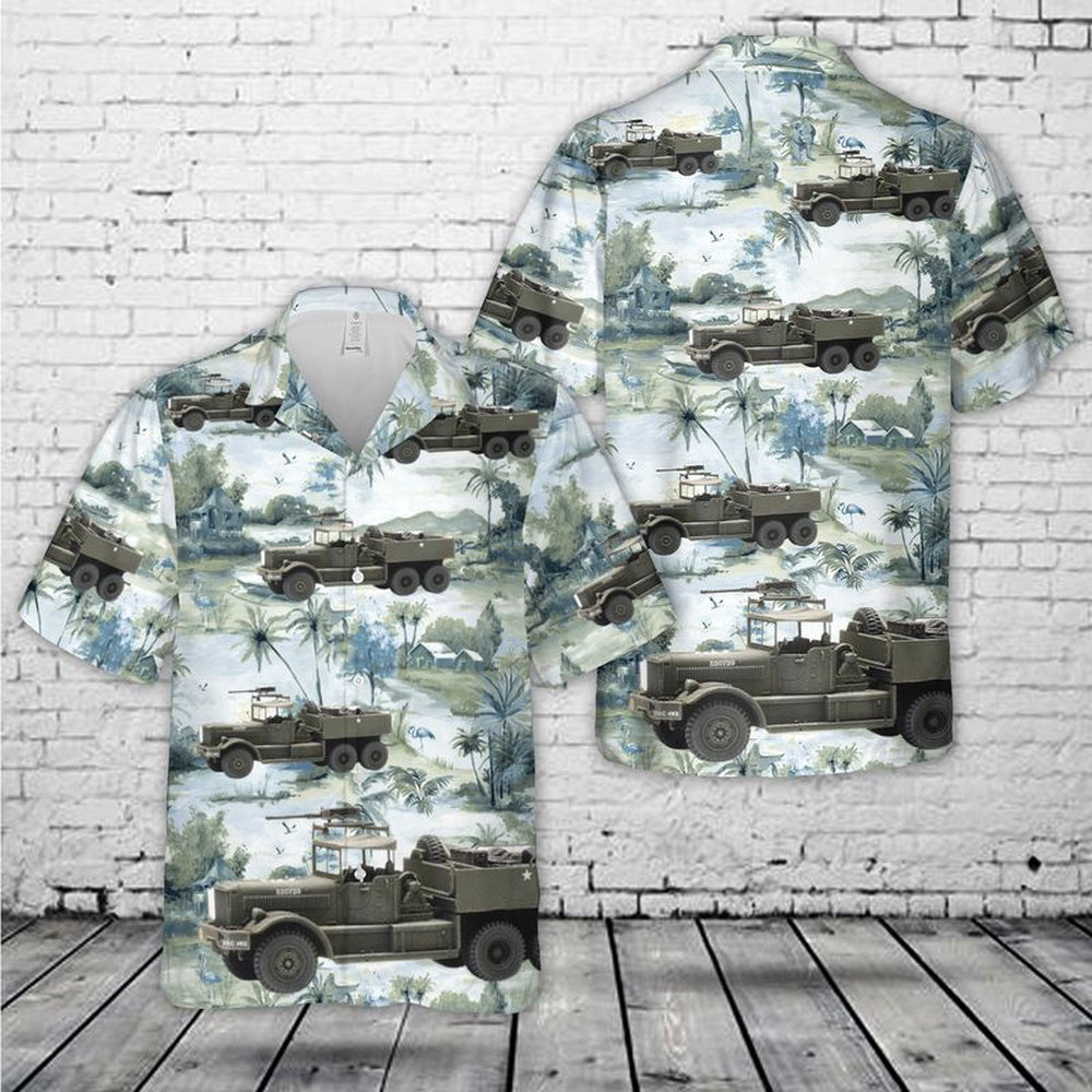 Army Hawaiian Shirt, US Army M19 Diamond T with trailer Hawaiian Shirt, Veteran Hawaiian Shirts