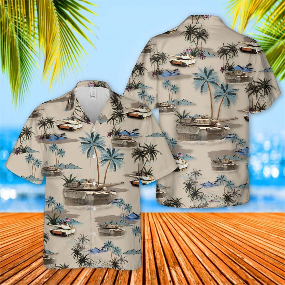 Army Hawaiian Shirt, US Army M1A1 ABrams Tank Hawaiian Shirt, Veteran Hawaiian Shirts