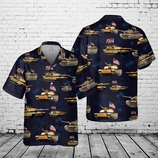 Army Hawaiian Shirt, US Army M1A1 Abrams Tank July 4th Pocket Hawaiian Shirt, Veteran Hawaiian Shirts