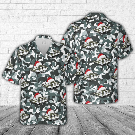 Army Hawaiian Shirt, US Army M1A1 Abrams tank with RC 27MHz Winter Camo Christmas Hawaiian Shirt, Veteran Hawaiian Shirts