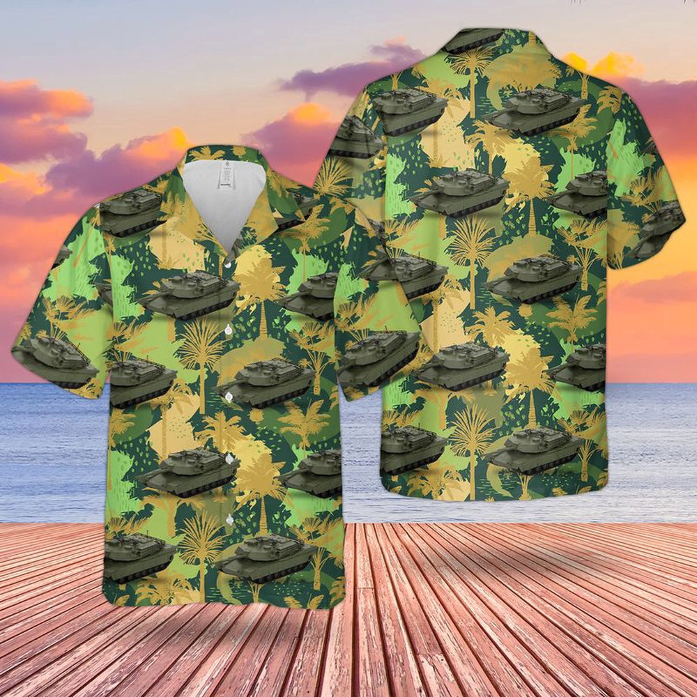 Army Hawaiian Shirt, US Army M1A1 Residence Mainland 1988 Die Cast Military Land Vehicles Hawaiian Shirt, Veteran Hawaiian Shirts