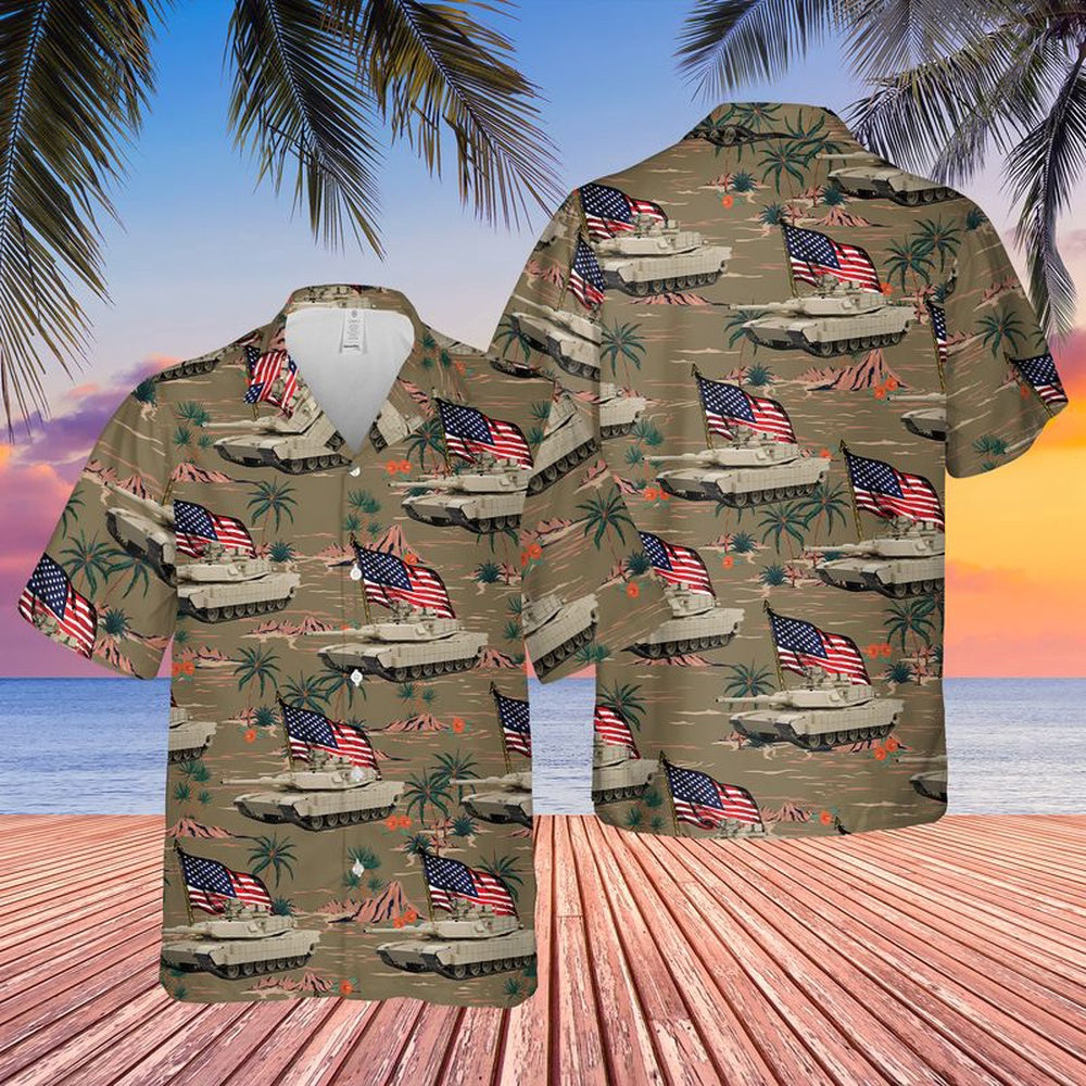 Army Hawaiian Shirt, US Army M1 Abrams 4th Of July Hawaiian Shirt, Veteran Hawaiian Shirts