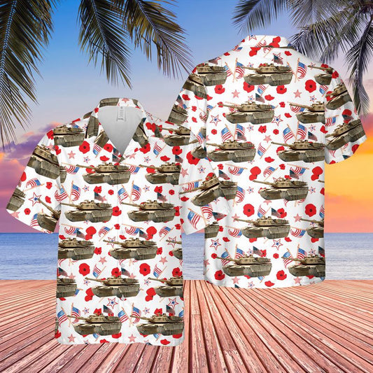 Army Hawaiian Shirt, US Army M1 Abrams Tank 4th Of July Hawaiian Shirt, Veteran Hawaiian Shirts