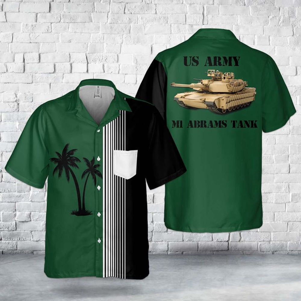 Army Hawaiian Shirt, US Army M1 Abrams Tank Pocket Hawaiian Shirt, Veteran Hawaiian Shirts