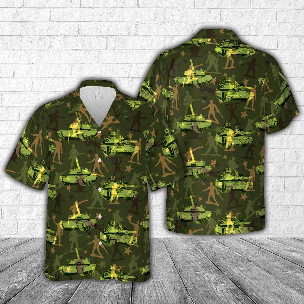 Army Hawaiian Shirt, US Army M1 Abrams Tank Seamless Hawaiian Shirt, Veteran Hawaiian Shirts