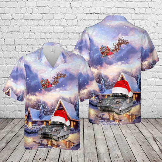 Army Hawaiian Shirt, US Army M3A3 Bradley Fire Support Team Vehicle Christmas Hawaiian Shirt, Veteran Hawaiian Shirts