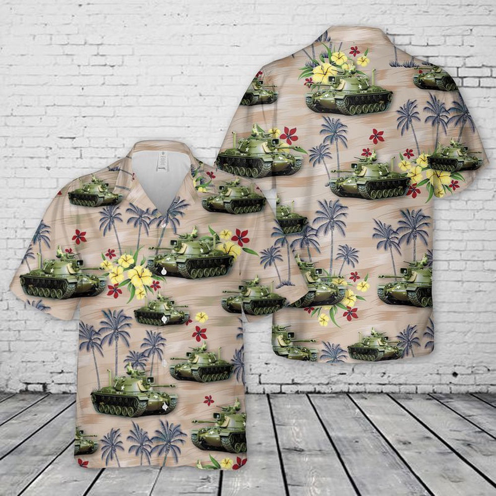 Army Hawaiian Shirt, US Army M48A3 Patton Hawaiian Shirt, Veteran Hawaiian Shirts