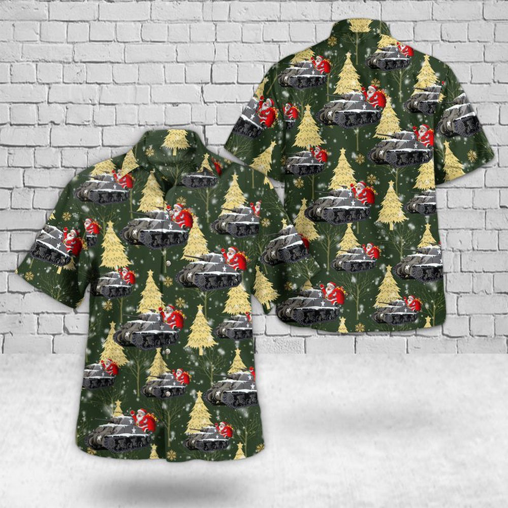 Army Hawaiian Shirt, US Army M4 Sherman Christmas Hawaiian Shirt, Veteran Hawaiian Shirts