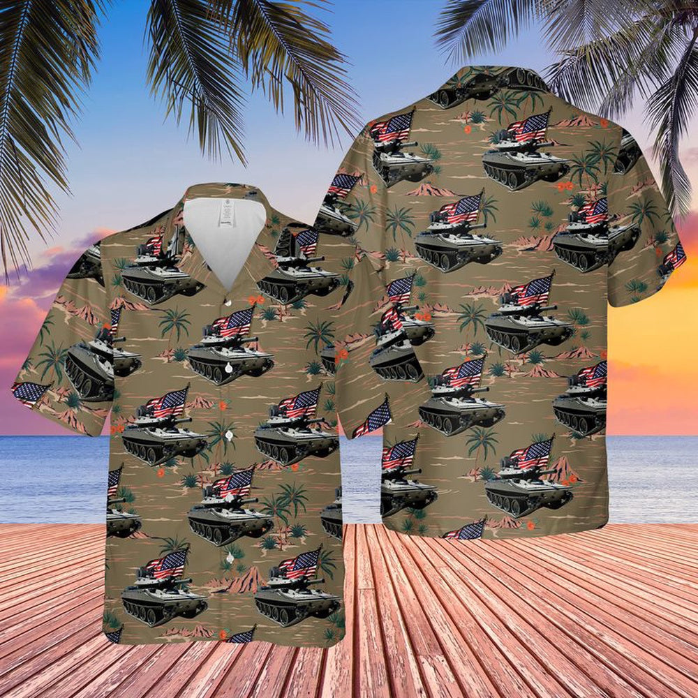 Army Hawaiian Shirt, US Army M551 Sheridan Tank 4th Of July Hawaiian Shirt, Veteran Hawaiian Shirts