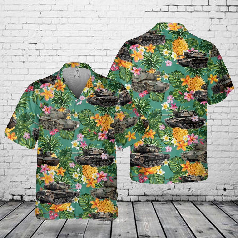 Army Hawaiian Shirt, US Army M60A1 Tank Pocket Hawaiian Shirt, Veteran Hawaiian Shirts