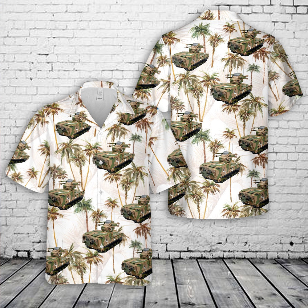 Army Hawaiian Shirt, US Army M730A1 Guided Missile Equipment Carrier Chaparral M730-50MEGS Hawaiian Shirt, Veteran Hawaiian Shirts