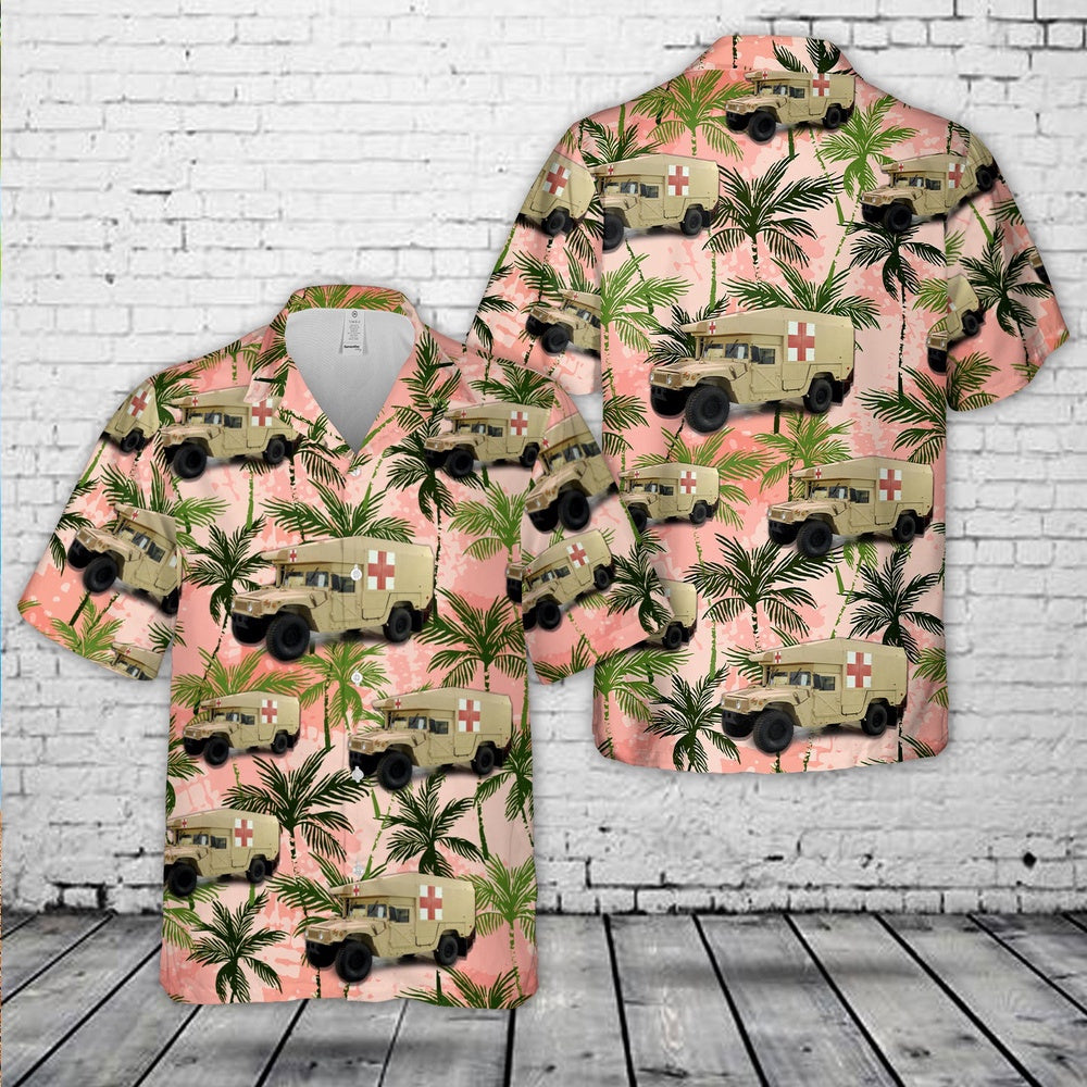 Army Hawaiian Shirt, US Army M997A3 Humvee ground ambulance Hawaiian Shirt, Veteran Hawaiian Shirts