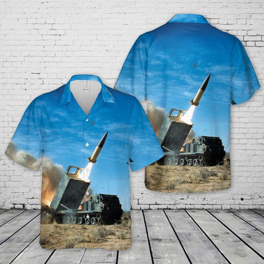 Army Hawaiian Shirt, US Army MGM-140 ATACMS Being Launched By An M270 Multiple Launch Rocket System Hawaiian Shirt, Veteran Hawaiian Shirts