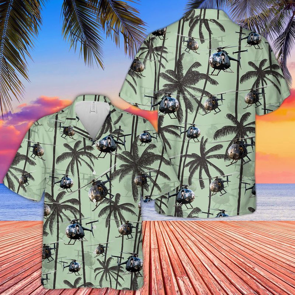 Army Hawaiian Shirt, US Army MH-6 n AH-6 Little Bird Hawaiian Shirt, Veteran Hawaiian Shirts