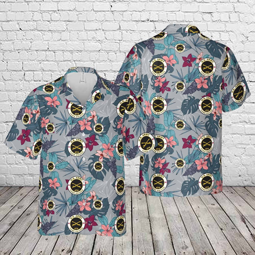 Army Hawaiian Shirt, US Army MOS 474 Tank Driver Hawaiian Shirt, Veteran Hawaiian Shirts