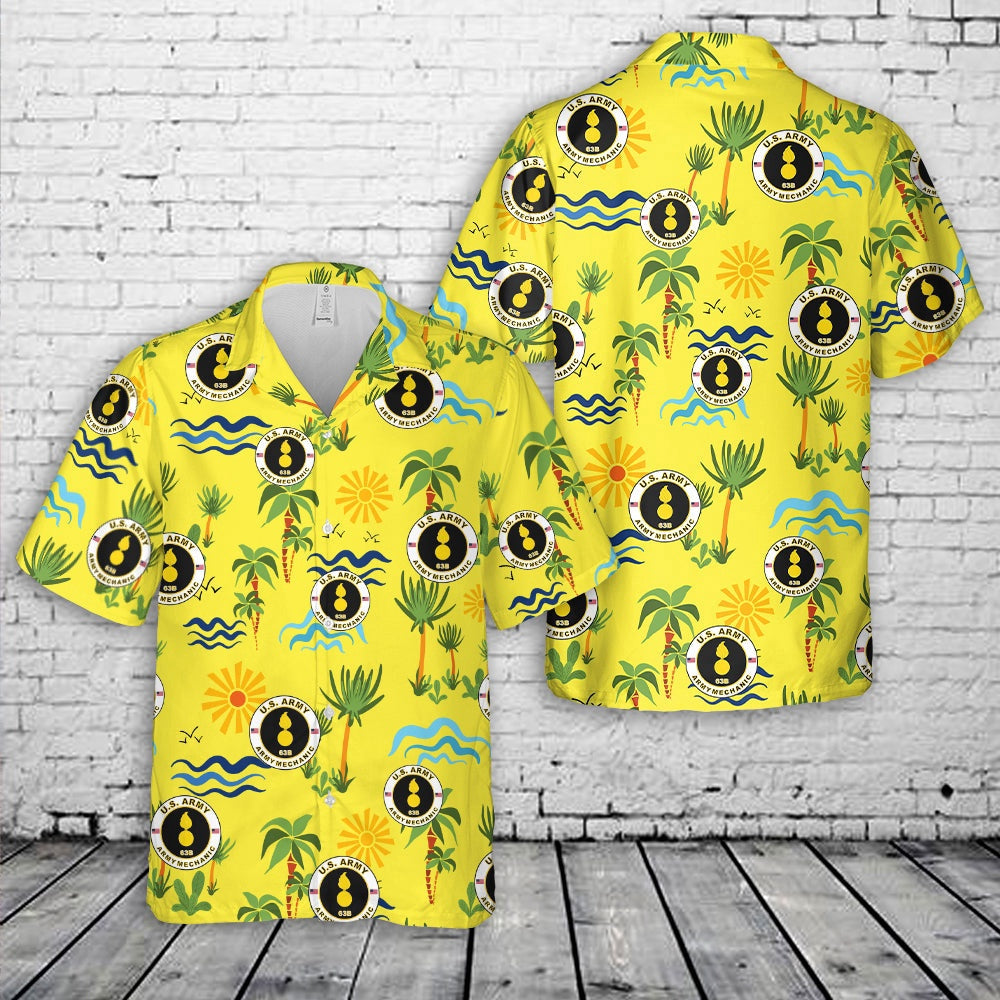 Army Hawaiian Shirt, US Army Mechanics on it Military Occupational Skill Job 63 B Mechanic Hawaiian Shirt, Veteran Hawaiian Shirts
