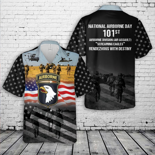 Army Hawaiian Shirt, US Army National Airbone Day 101st Airborne Division Hawaiian Shirt NLSI0606PD03, Veteran Hawaiian Shirts