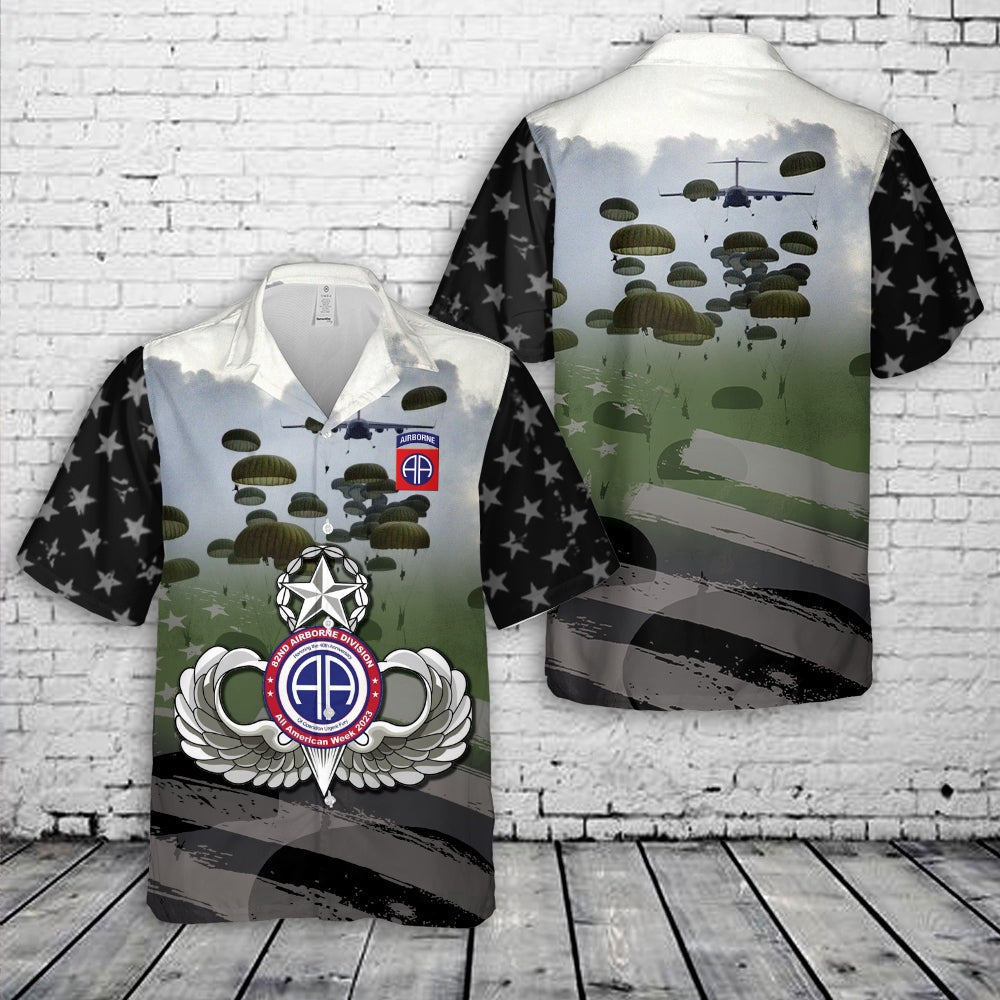 Army Hawaiian Shirt, US Army National Airborne Day, Paratroopers of the Army's 82nd Airborne Division drop Hawaiian Shirt, Veteran Hawaiian Shirts