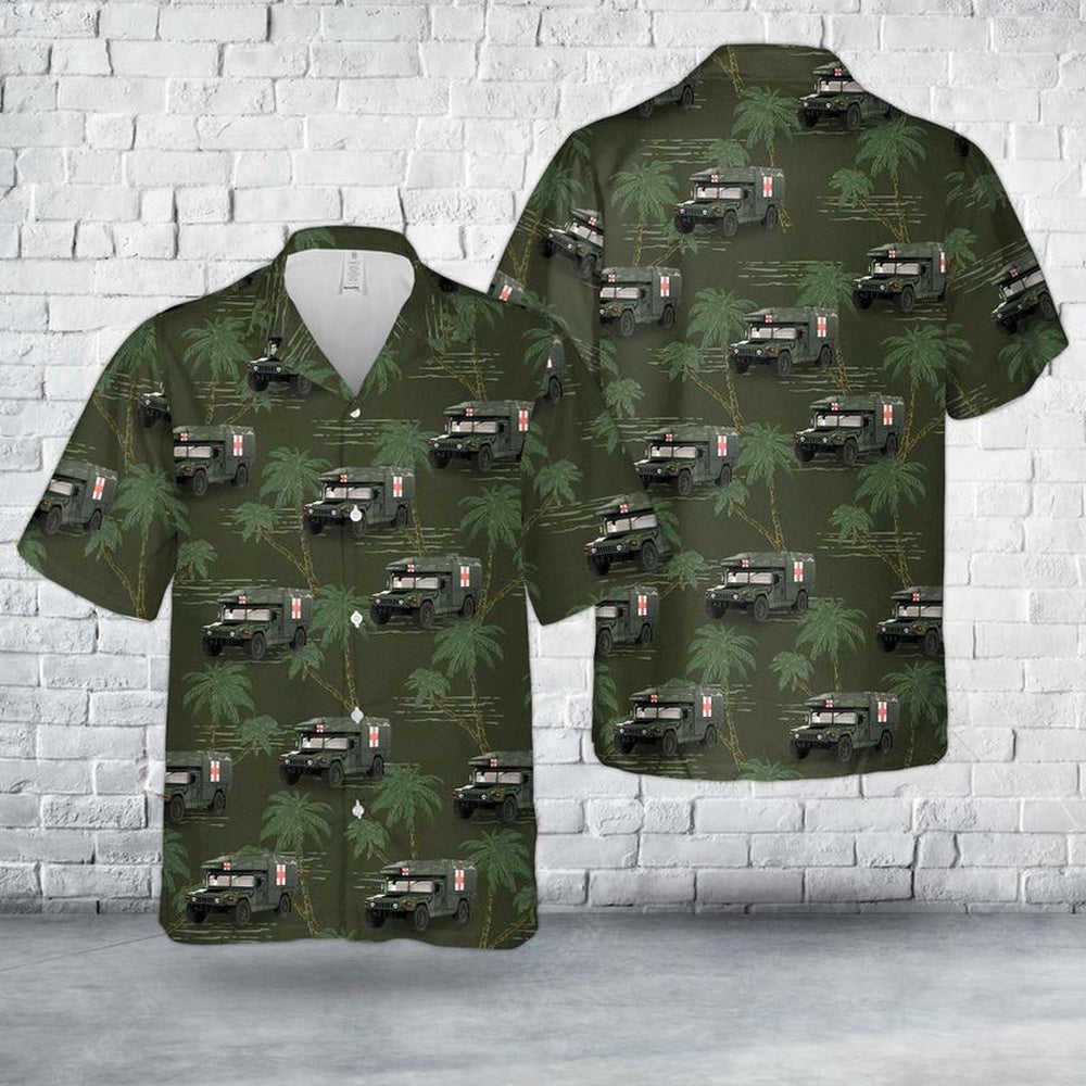Army Hawaiian Shirt, US Army National Guard Humvee Military M997A3 Ambulance 2018 Hawaiian Shirt, Veteran Hawaiian Shirts