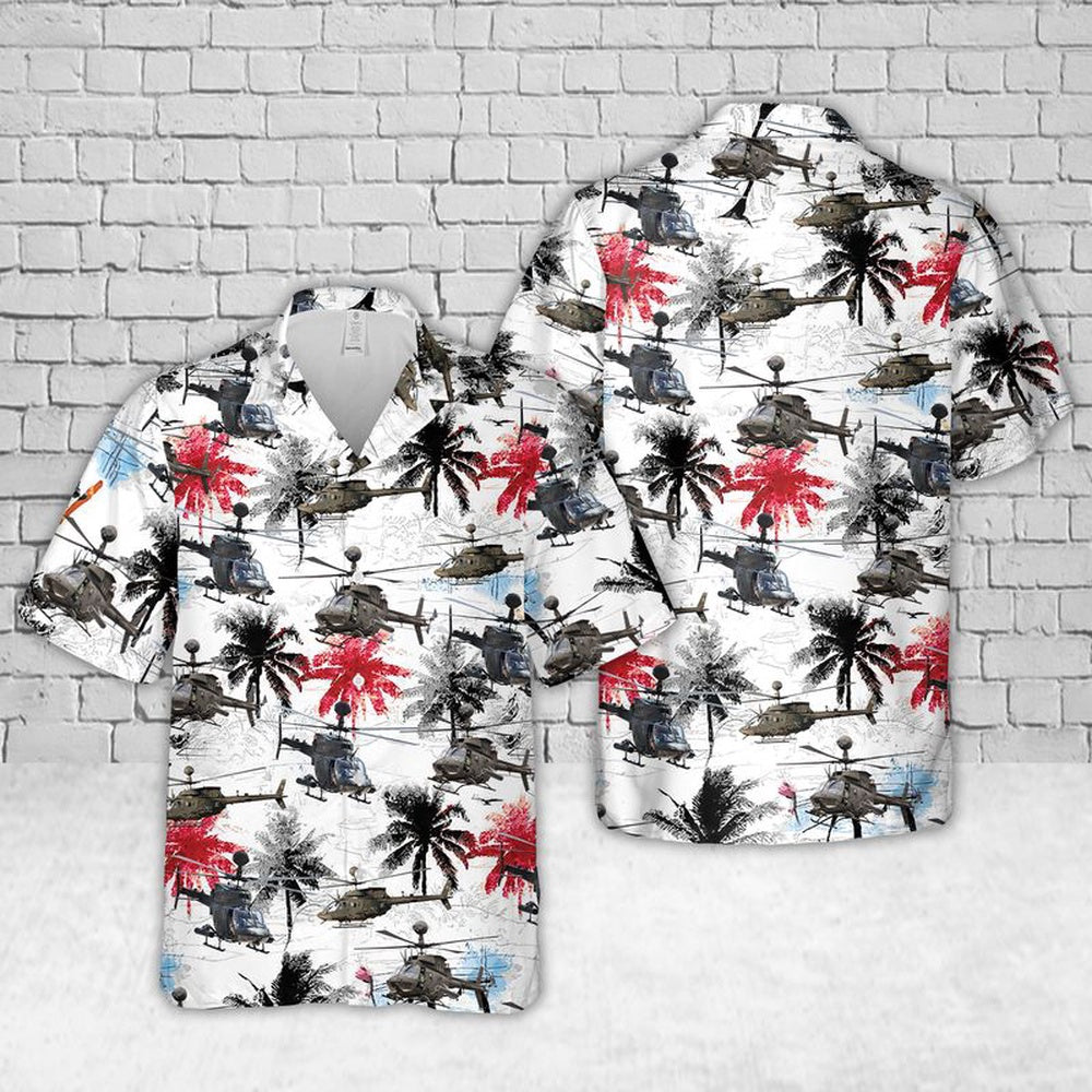 Army Hawaiian Shirt, US Army OH-58D Kiowa Hawaiian Shirt, Veteran Hawaiian Shirts