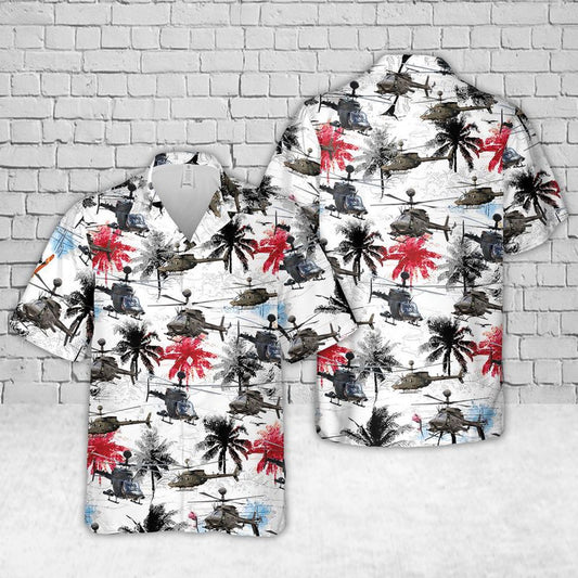 Army Hawaiian Shirt, US Army OH-58D Kiowa Hawaiian Shirt, Veteran Hawaiian Shirts