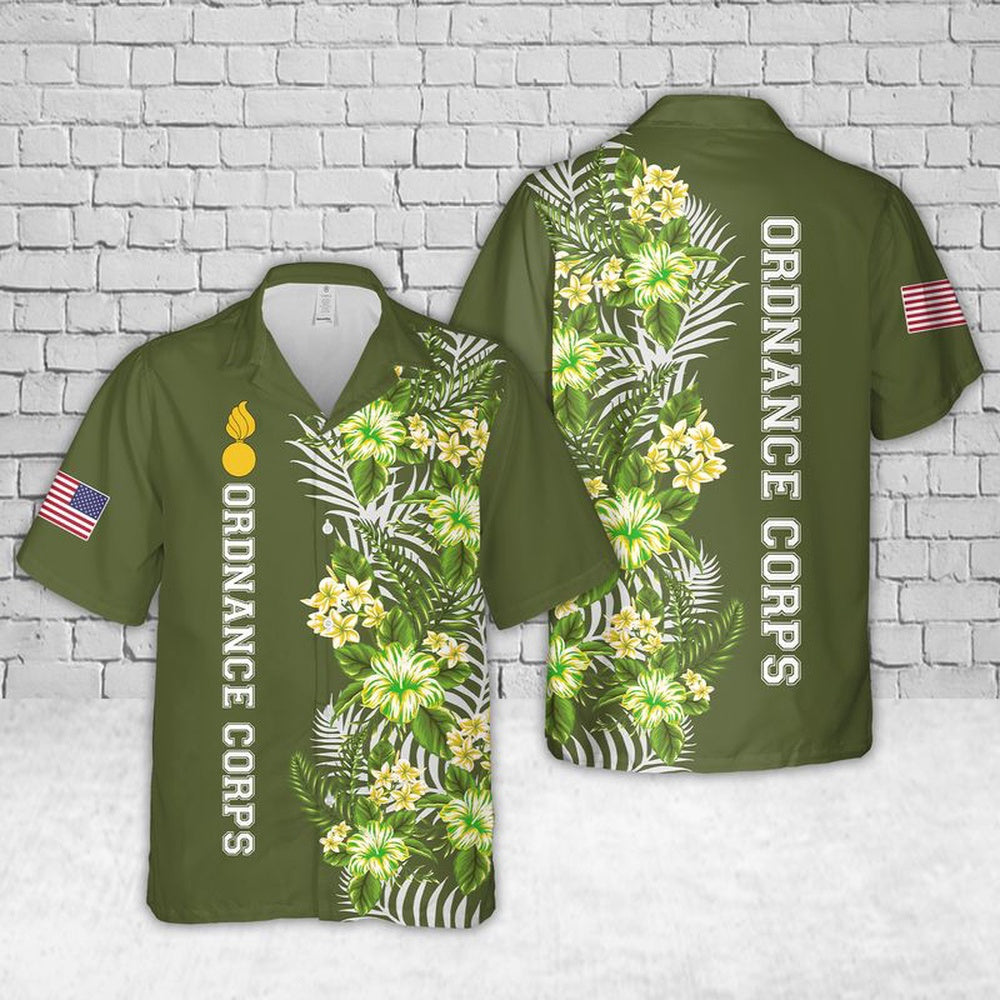 Army Hawaiian Shirt, US Army Ordnance Corps Branch Badge Hawaiian Shirt, Veteran Hawaiian Shirts