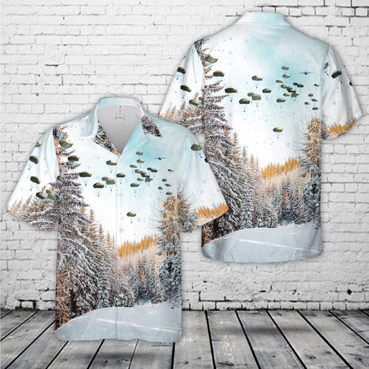 Army Hawaiian Shirt, US Army Paratroopers 1st Squadron (Airborne), 91st Cavalry Regiment Jump Grafenwoehr Training Area Christmas Hawaiian Shirt